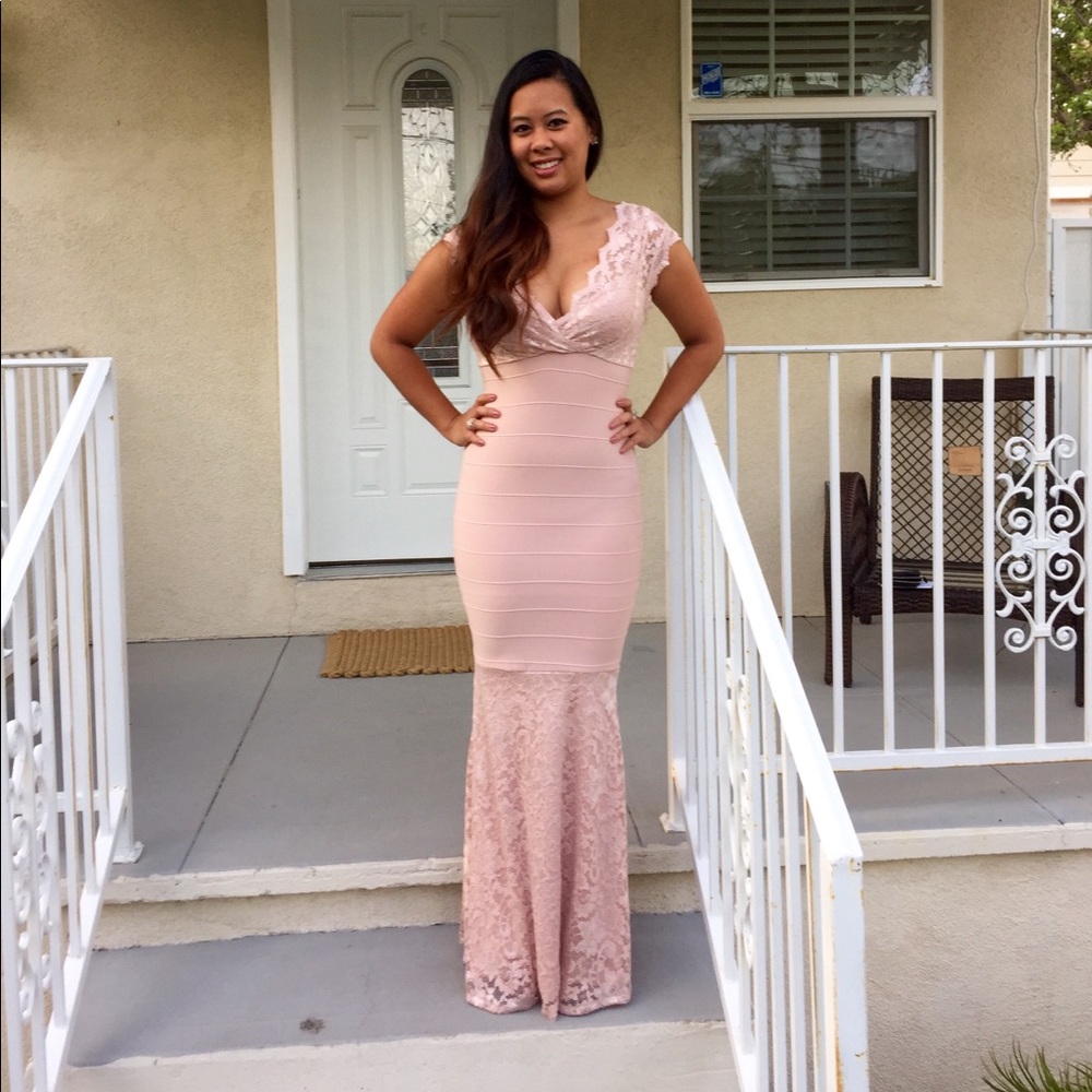 Elegant pink mermaid body on dress